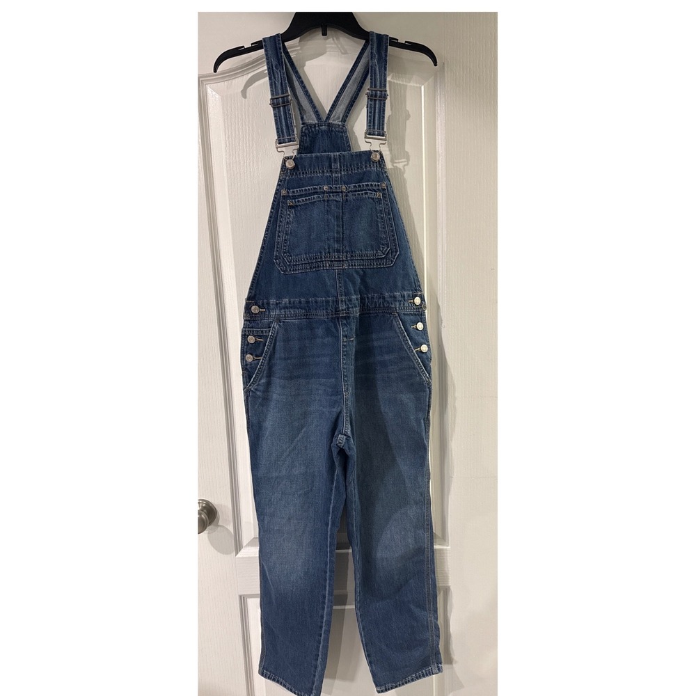 Gap Womens Denim Overalls Medium Wash Blue Straight Leg Size Small